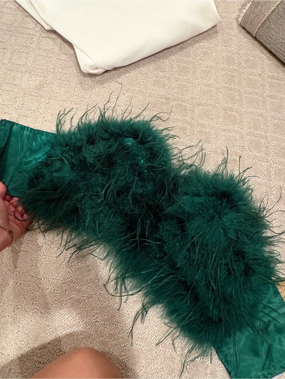 Fashion Nova Emerald Green Faux Feather top